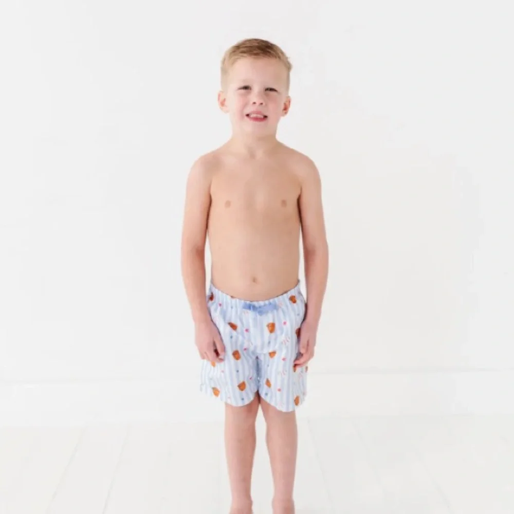 Kiki + Lulu Stripe Baseball Swim Trunks Swimsuit 3T 4T 5-6 years